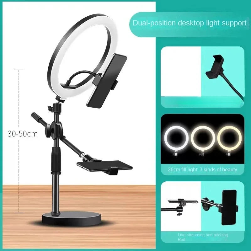 Smartphone Mobile Stand For Cell Phone Holder With LED Ring Light Grip And Beauty Enhancements For Professional Live Streaming