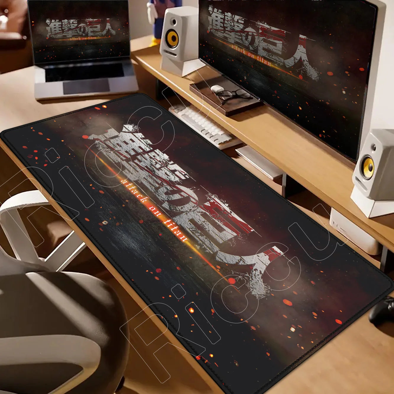 New HD Printing Attack on Titan Anime Desk Mat Large Lock Edge Mouse Pad Computer Mousepad Gaming Laptop Keyboard Mouse Mats Rug