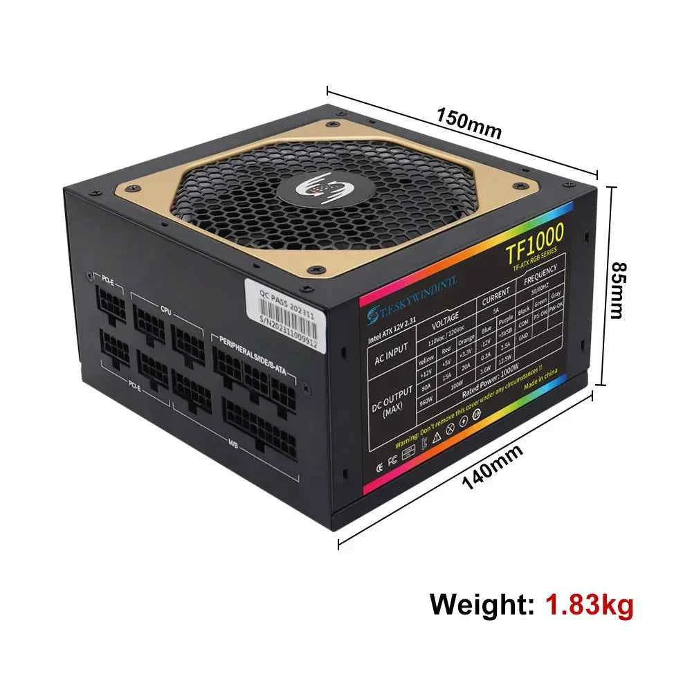 T.F.SKYWINDINTL Gold 1000W Computer TF1000 Full Modular PC Power Supply Medal Active PFC ATX