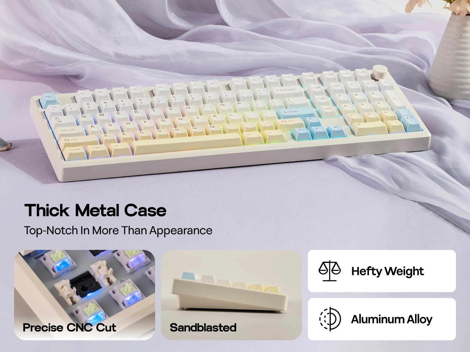 EPOMAKER Galaxy100 Lite QMK/VIA 96% ANSI US Layout Wired/2.4GHz/BT Wireless 1800 Aluminum Mechanical Keyboard 8000mAh Battery