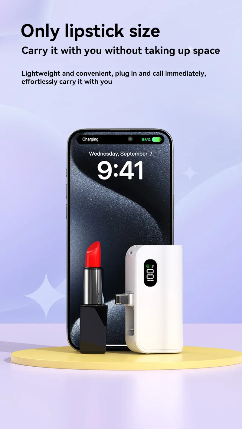 50000mAh Mini Capsule High Capacity Power Bank Portable Wireless Fast Charging External Battery for iPhone Xiaomi Huawei Samsung