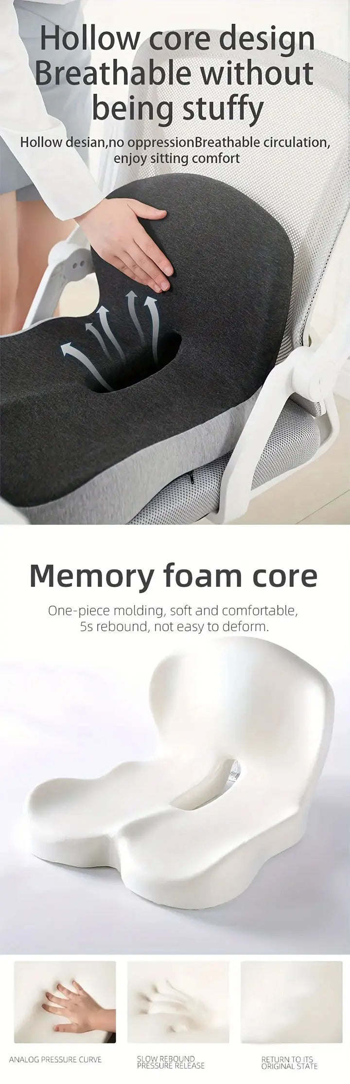 Memory Foam Cushion Interior Accessories Pillow Car Seat Waist Pillow Lumbar Support Office Pillow Chair Cushion