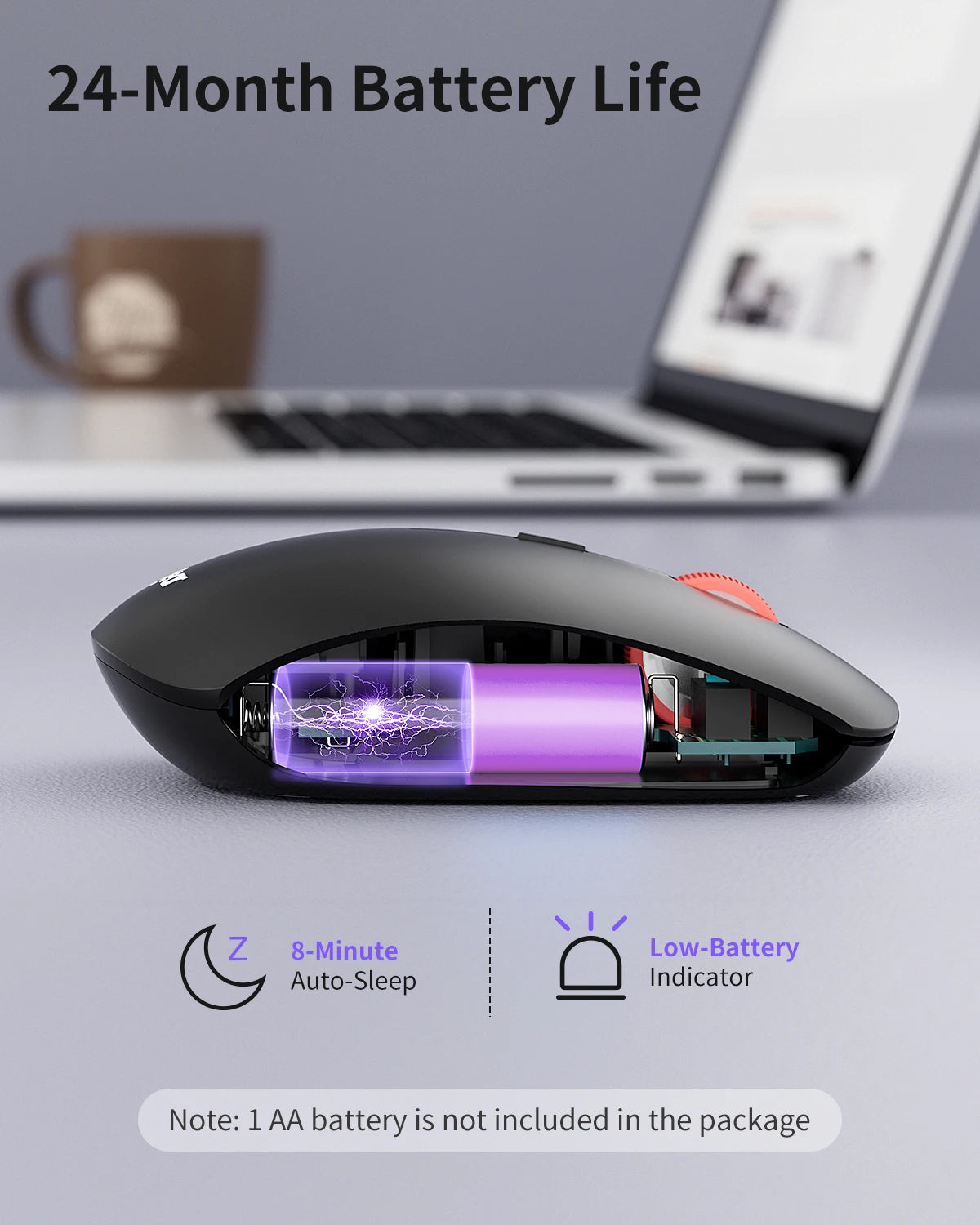 wegear Wireless Mouse 2.4G Slim Mini Cordless Mouse Ergonomic Grips 5Level Adjustable 4000DPI Portable Optical Computer Mice