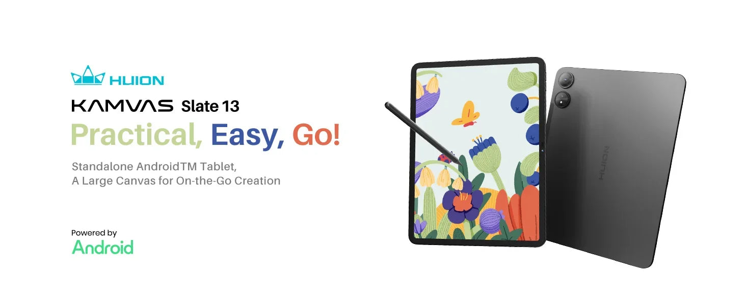 Huion Tablet Kamvas Slate 10/11/13 Android 14 Note Pad Portable Graphics Tablet 10-13 Inch, Bluetooth WIFI Wireless Connection