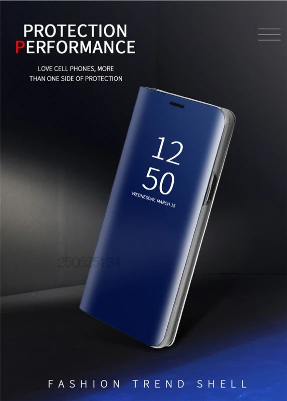 Luxury Smart Case For Samsung Galaxy S24 S23 S22 S21 Ultra S20 S10 S9 S8 Plus S23 FE 5G Mirror Leather Smart Flip Suppor Cover