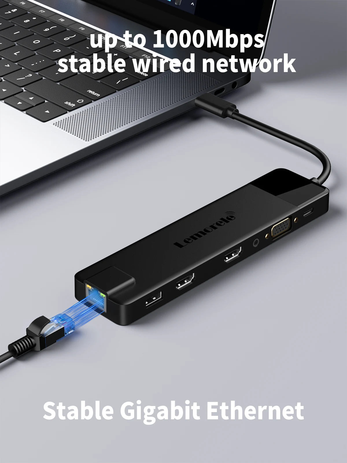 Lemorele USB-C Hub 13-in-1 Gigabit Docking Station VGA USB Type C Hub 4K30Hz HDMI-compatible USB 3.0 Adapter RJ45 PD100W