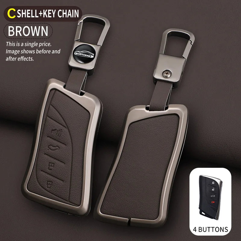 Car Zinc Alloy Leather Key Case Cover Chain For Lexus NX ES UX US RC LX IS 250h RX 350h LS 450h 260h 300h UX200 LM350H LM500H