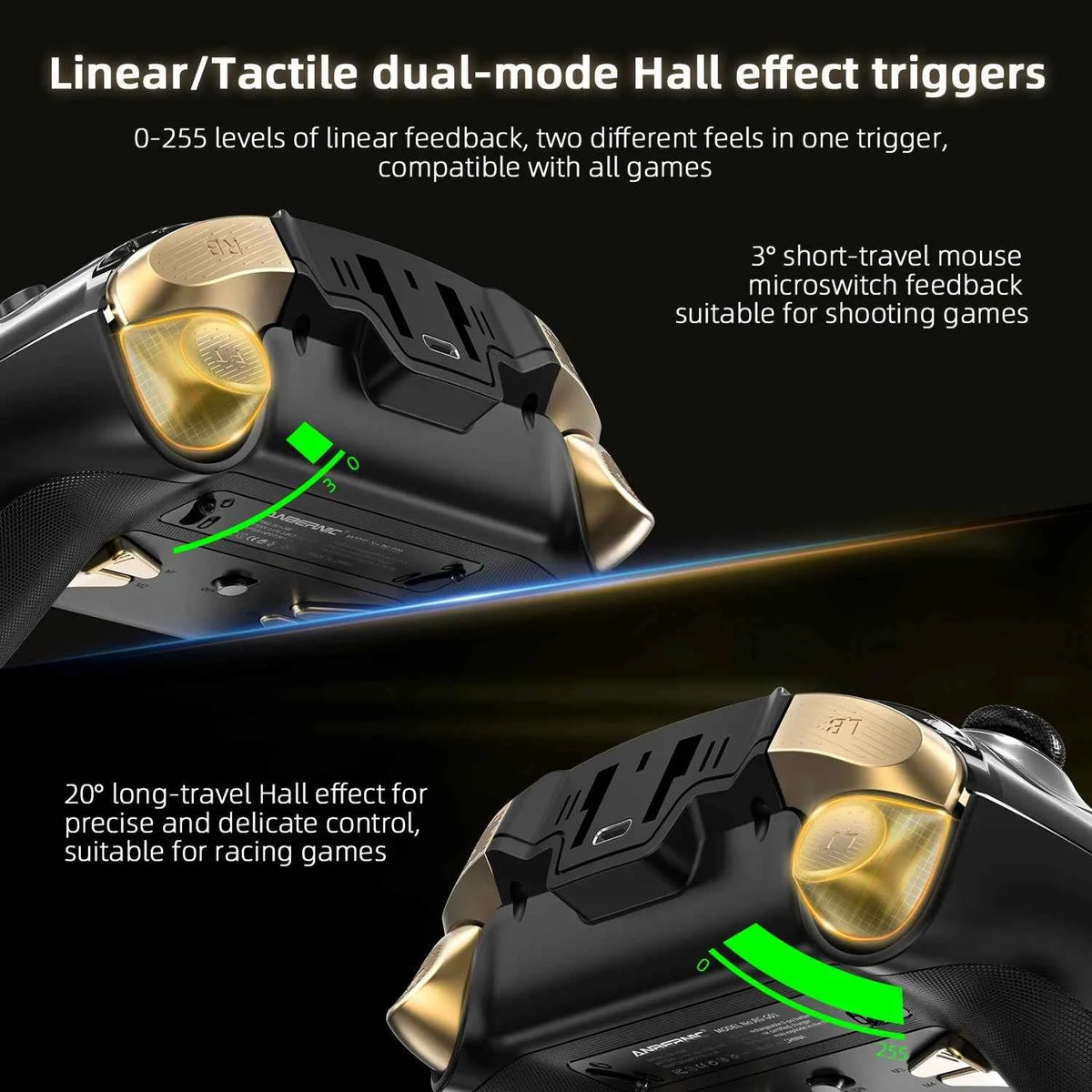 Anbernic RG G01 Interactive Screen Wireless Gaming Controller Compatible with PC/Steam/Linux/Android/Switch/IOS 2.4G Wireless Bluetooth Controller Gamepad Hall Effect Triggers