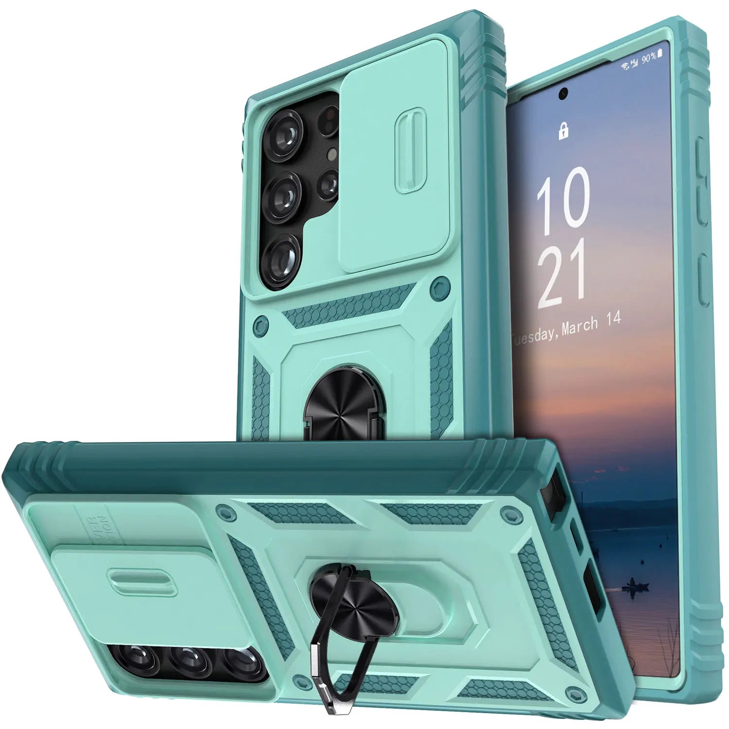 For Samsung Galaxy S22/22 Plus/S22 Ultra/S23/S23 Plus/S23 Ultra/S23 FE Phone Case Hybrid Ring Kickstand Camera Protection Cover