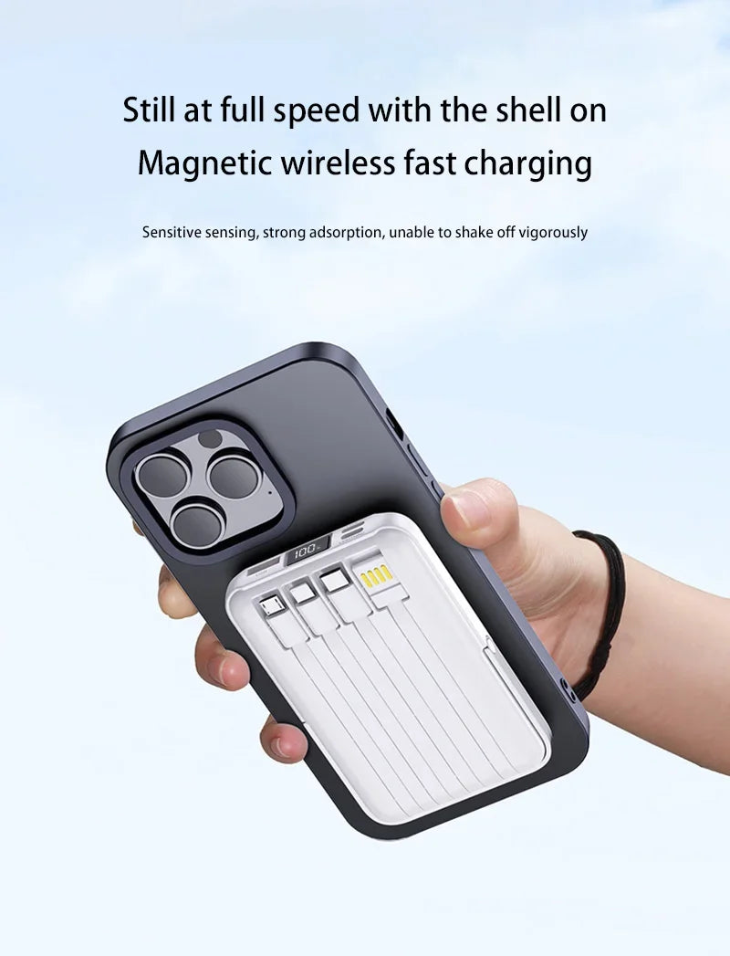 New 20000mAh Magnetic Wireless Power Bank with Cable Stand 22.5W Fast Charger for IPhone 17 16 15 14 13 Samsung Xiaomi Powerbank