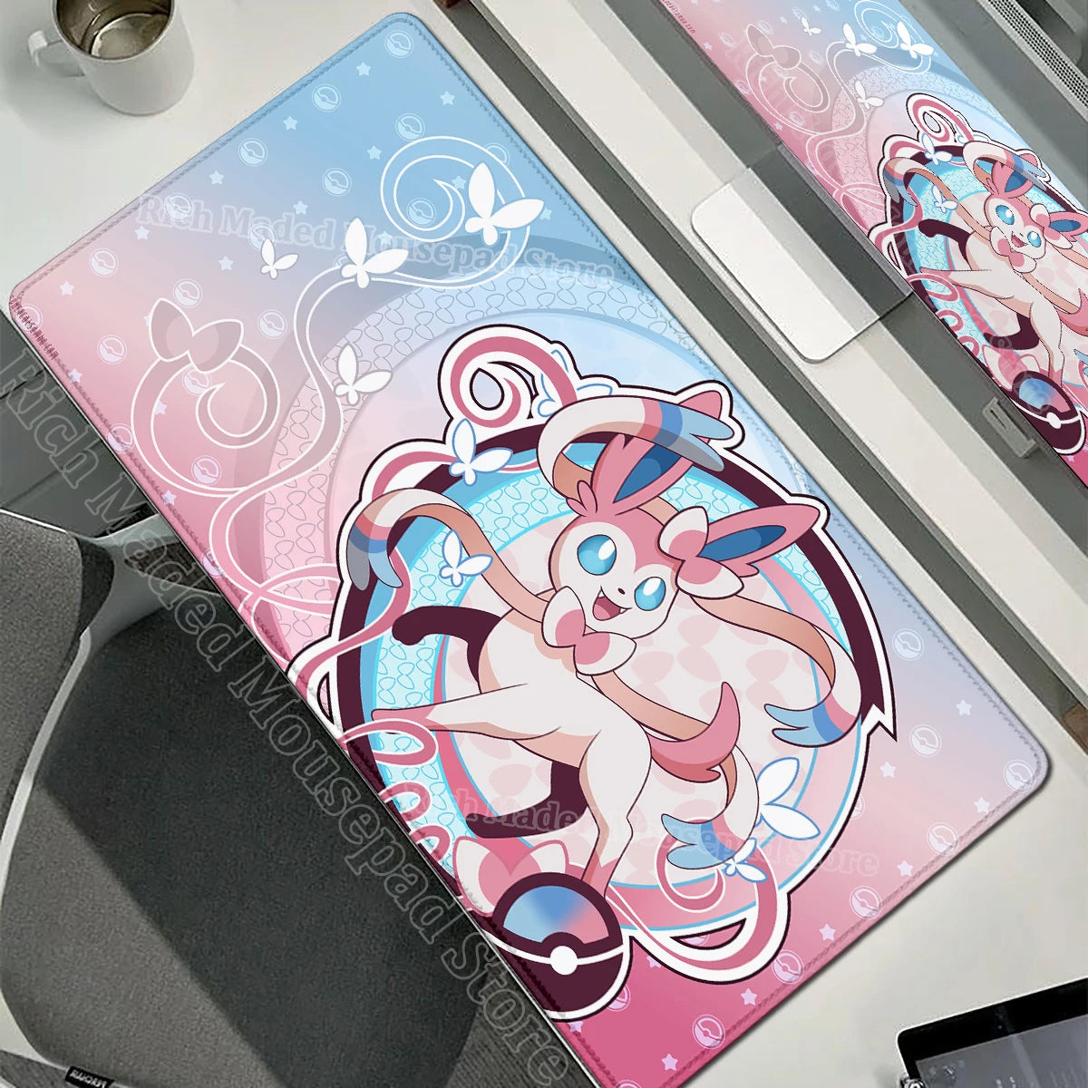 Game Card Pad Gaming Carpet Anime Keyboard Pad Pokemon Eevee Mousepad Gamer Mouse Pads Laptop Extended Desk Mat PC Cabinet Rug