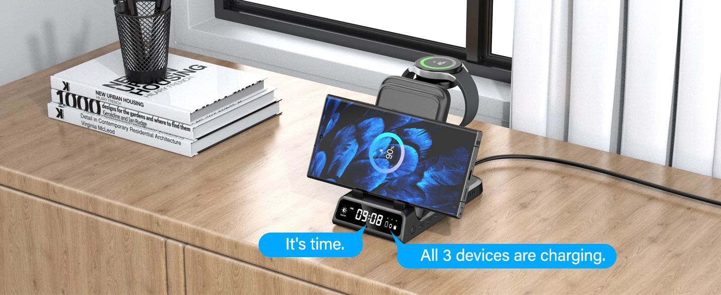 SwanScout 703S Wireless Charger for Samsung S25 Ultra S24 Z Fold 7 Z Flip 7 Charging Station for Galaxy Watch 8 7 for Buds 3 pro