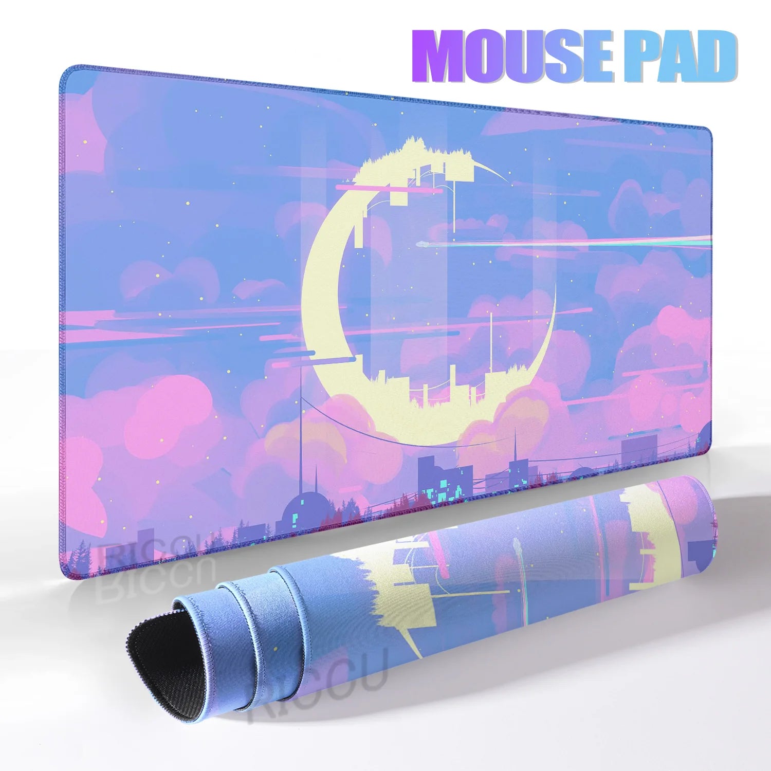Pink Moon big Mousepad Anime Mouse Pads Gaming Mouse Pad Cartoon Non-Slip Deskmat Keyboard Mat Desk Protector Pc Accessories