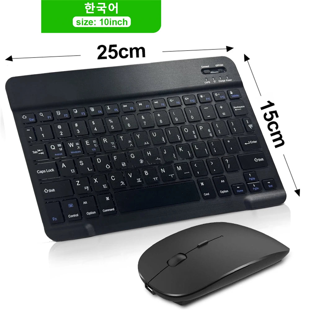EMTRA Bluetooth Wireless Keyboard Mouse For Samsung Xiaomi Huawei Tablet For iPad Air Mini 5 Pro Spanish Korean Russian Keyboard