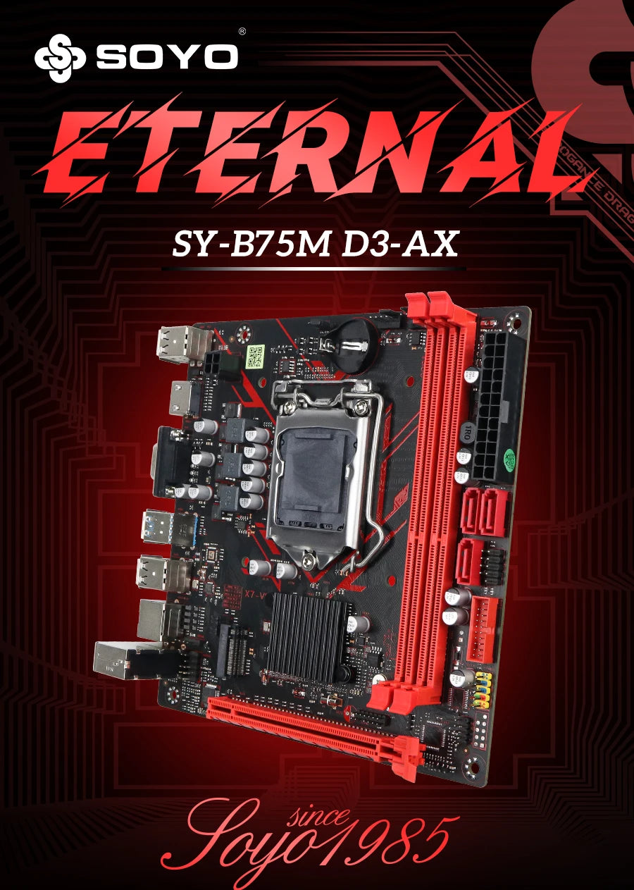 SOYO H61 Gaming Motherboard Kit with Intel  LGA1155 CPU i5 2500 DDR3 8G*2 Memory M.2 SATA Desktop Computer components