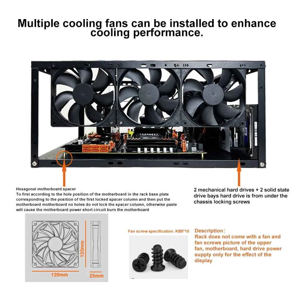 DIY Computer Motherboard Case Rack Aluminum Frame Chassis Cooling Rack Stand Open Chassis Support Bracket Good Heat Dissipation