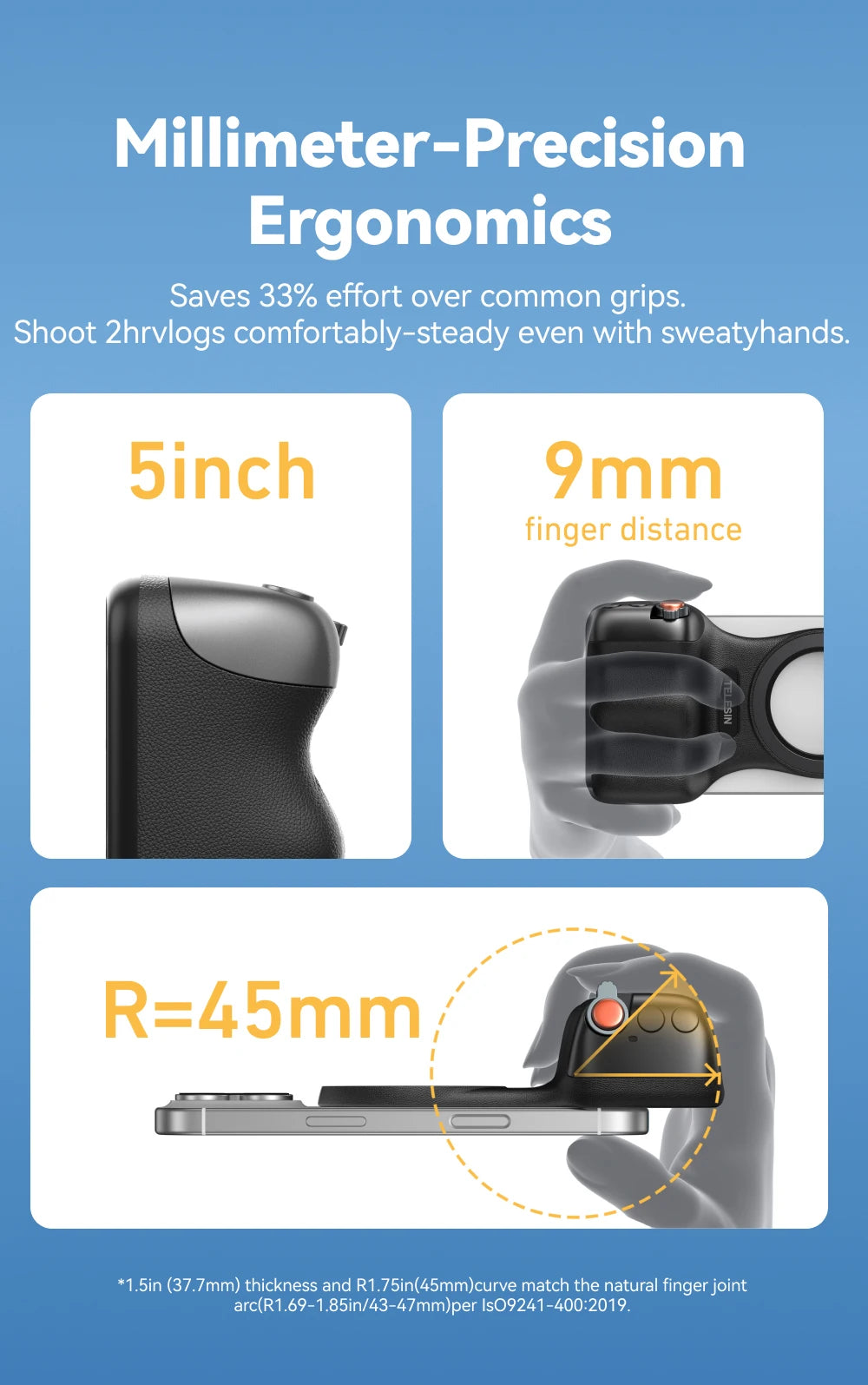 TELESIN Magnetic Phone Camera Shutter Grip and Fill Light Set Shooting Aid Remote Control Handle for Iphone HUAWEI SAMSUNG Phone