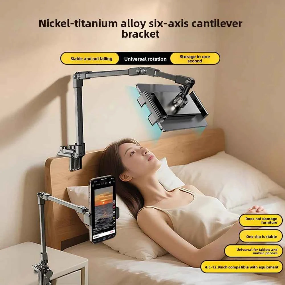 Adjustable Tablet Stand 360-degree Rotation 3 Sections Arms Bedside Phone Holder Portable Foldable Lazy Bracket