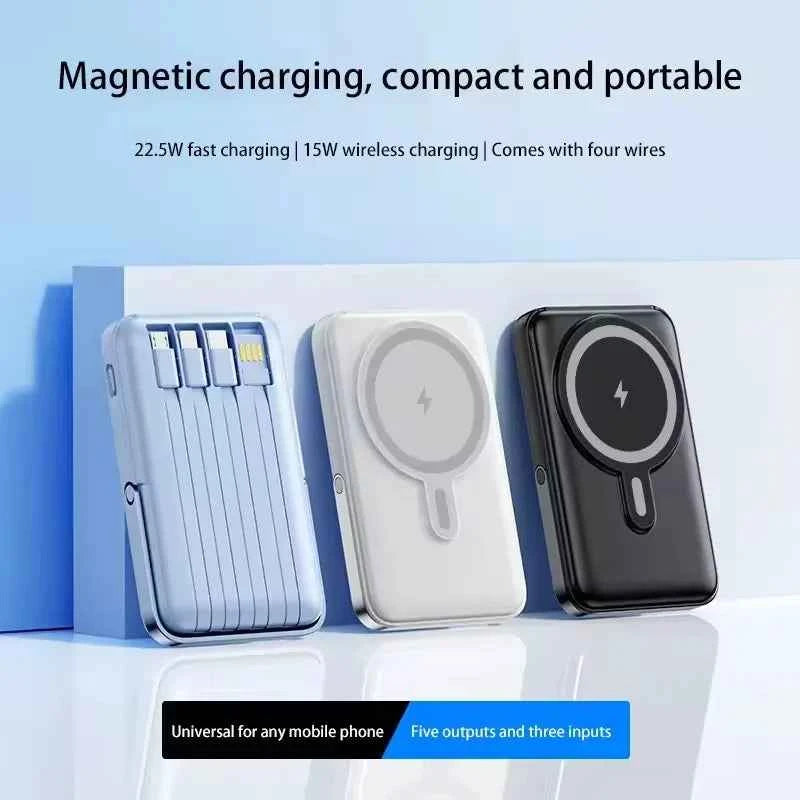New 20000mAh Magnetic Wireless Power Bank with Cable Stand 22.5W Fast Charger for IPhone 17 16 15 14 13 Samsung Xiaomi Powerbank