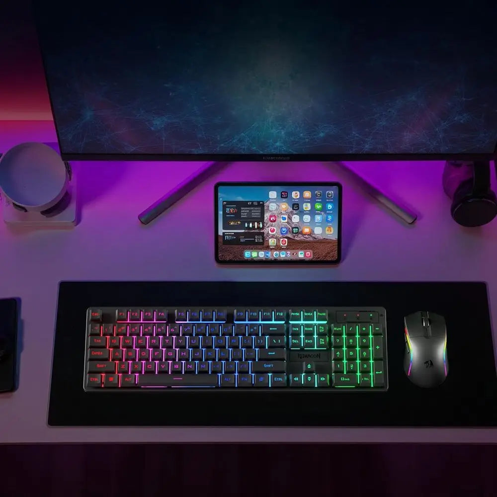 Wireless RGB Gaming Keyboard and Mouse Combo, 3 Modes, 10,000 DPI Mouse, 65g Lightweight, 25-Key Anti-Ghosting for PC