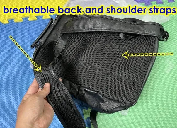 MOYYI Leather Laptop Backpack for Men Waterproof Travel Backpack Vintage Business Bag for Commuter Casual Leather Daypack