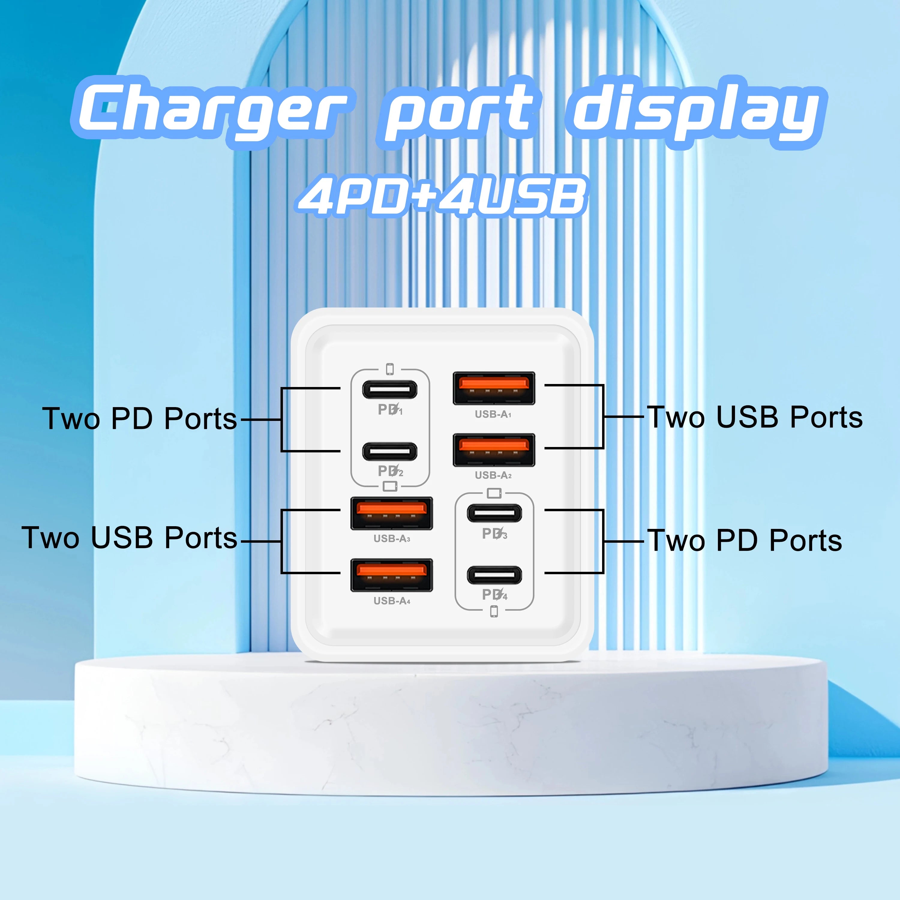 240W GaN USB C Charger 8 in 1 Fast Charging Phone Charger Power Adapter For iPhone Samsung Xiaomi Type C EU/US Plug Wall Charger phone accessories