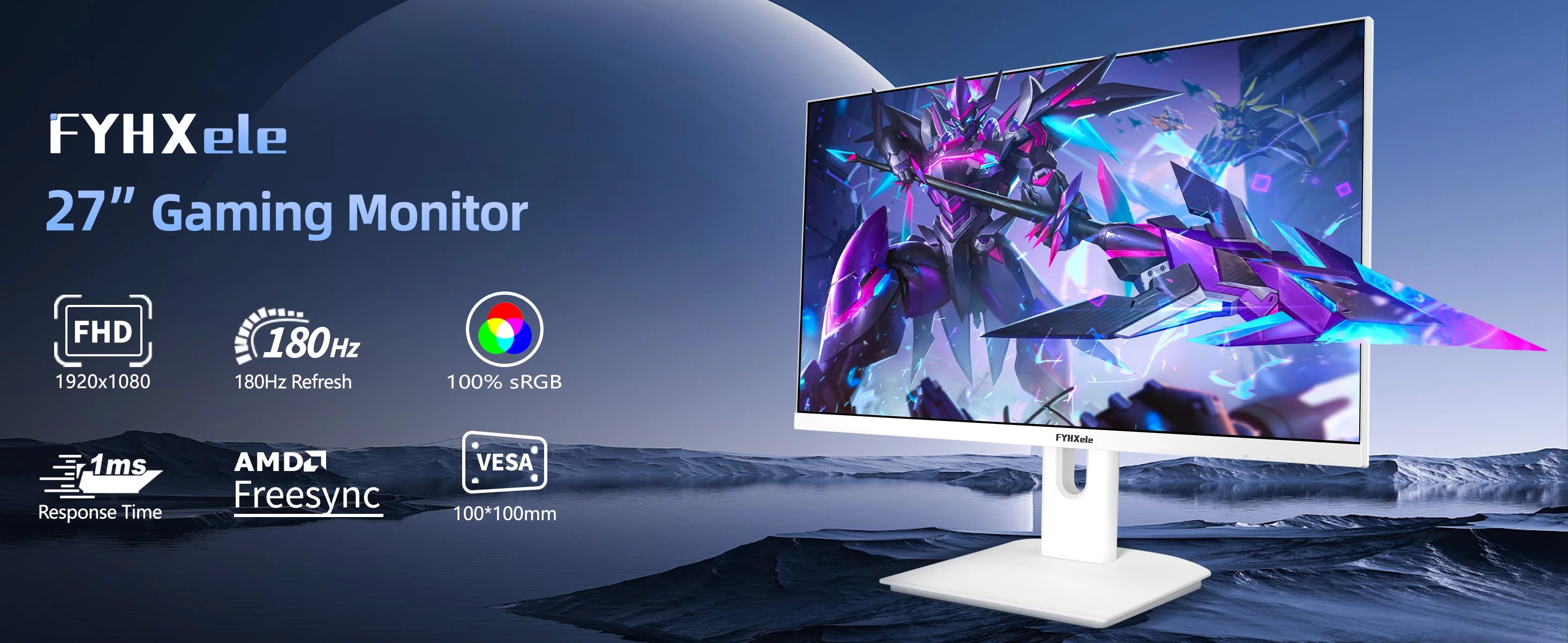 FYHXele 27 inch 180Hz IPS Gaming Monitor 1Ms Fast Response Speed 1920 * 1080 HDMI DP Ultrawide PC Support Vesa Wall Mount