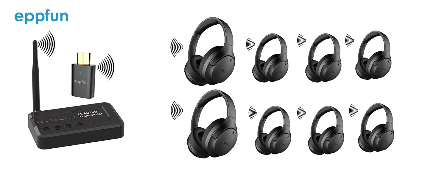 eppfun LE Audio Over Ear Bluetooth 5.4 Headphones with mic,Aptx Lossless/LC3/Auracast Headset for Music Gaming TV Watching