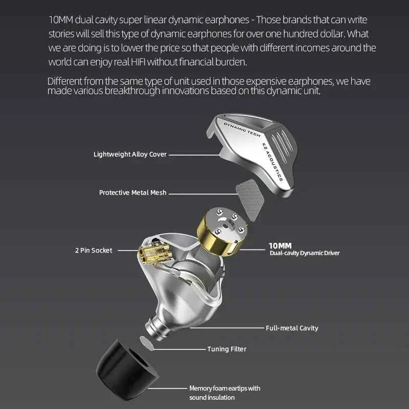 KZ ZVX HiFi Dynamic In-Ear Earphones
