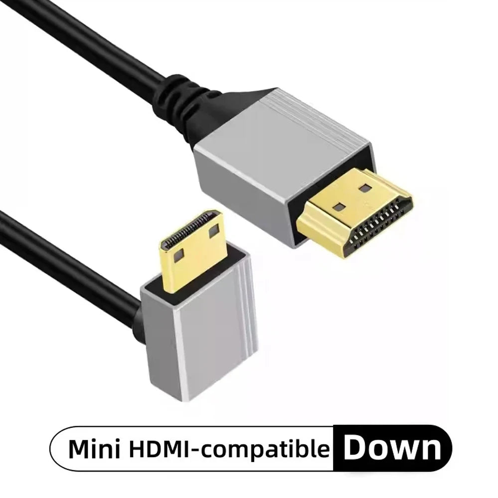 8K 90 Degree Mini HDMI-compatible, Micro HDMI-compatible to HDMI-compatible Adapter Cable for Laptop Camera Camcorder Monitor