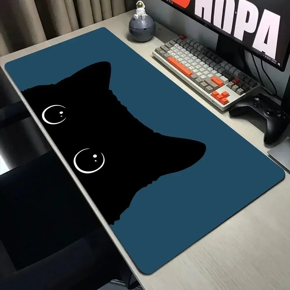 Funny black cat Mouse Pads Cute Cat Computer XXL Mausepad Company Desk Pad Large Kawaii Cushion Office Accessories Rug 300X600