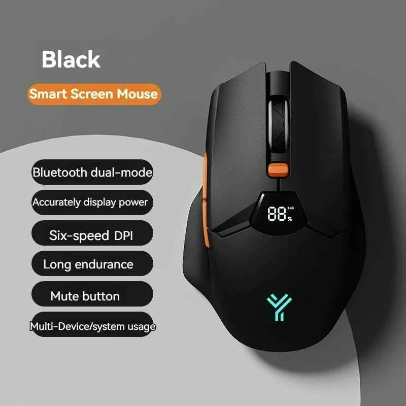 V086 2.4G Bluetooth wireless mouse screen display power 600mAh battery, light tone buttons for gaming and office