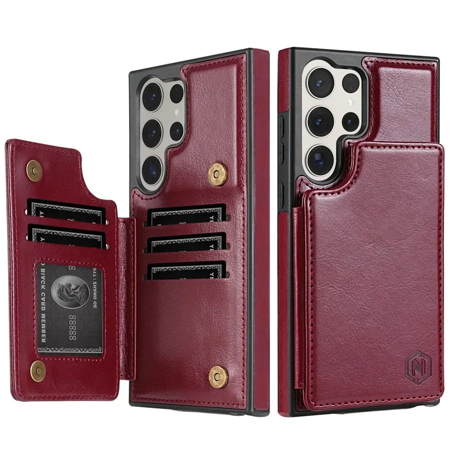 Wallet RFID Blocking Layer Protect Anti-Theft Magnetic Leather Case For Samsung Galaxy S26 Ultra S26 Plus S26 Cover