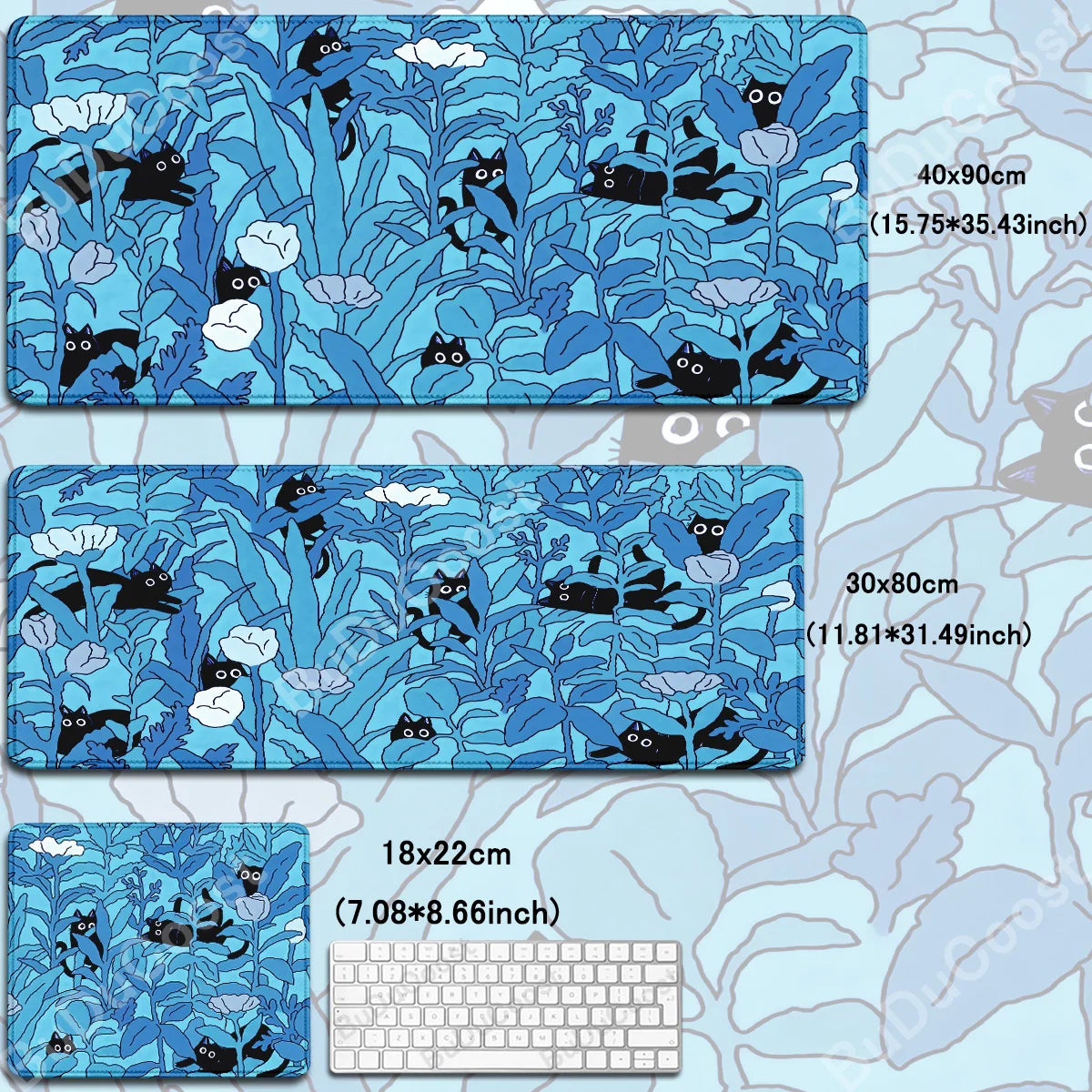 Kawaii Black Cat Mousepad Fast Delivery Keyboard Desk Mat 40x90cm Lock Edge Extend Mouse Pad Starlit Sky Office Table Protection
