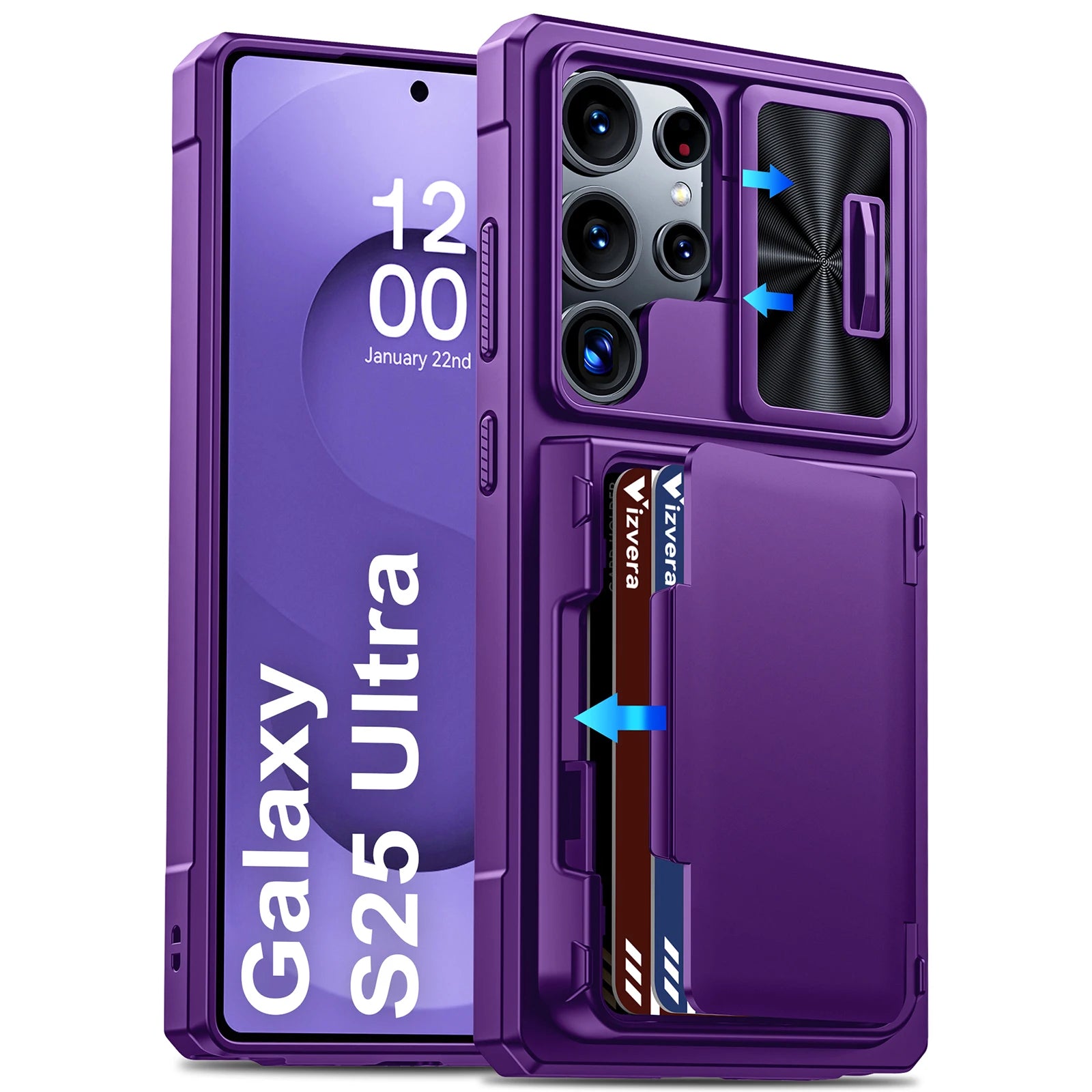 Samsung Galaxy S25 Ultra Case Wallet - Full Body Protective with Card Holder (4 Cards) Camera Cover & Kickstand for Women & Men
