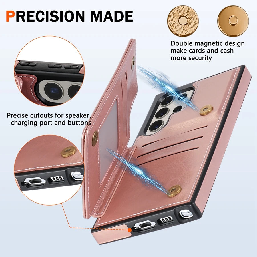 Wallet RFID Blocking Layer Protect Anti-Theft Magnetic Leather Case For Samsung Galaxy S26 Ultra S26 Plus S26 Cover