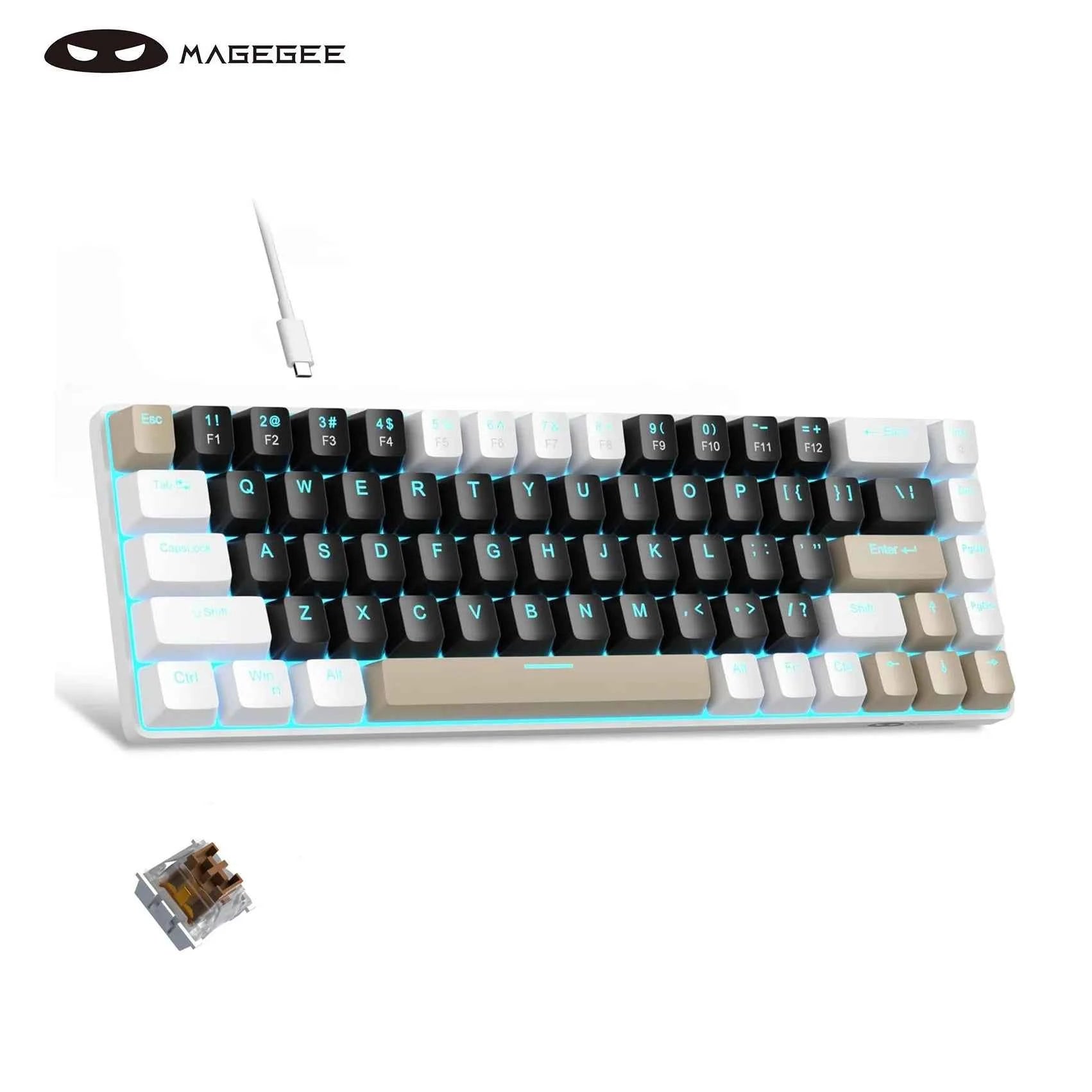 MageGee Portable 60% Mechanical Gaming Keyboard, MK-Box LED Backlit Compact 68 Keys Mini Wired Office Keyboard with Red Switch f