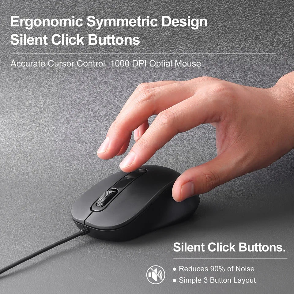 HKXA 3D Type C Wired Mouse Gaming Mouse Silent Ergonomics Optical Mouse 1000 DPI Computer Mouse Gamer for PC/Laptop/Desktop