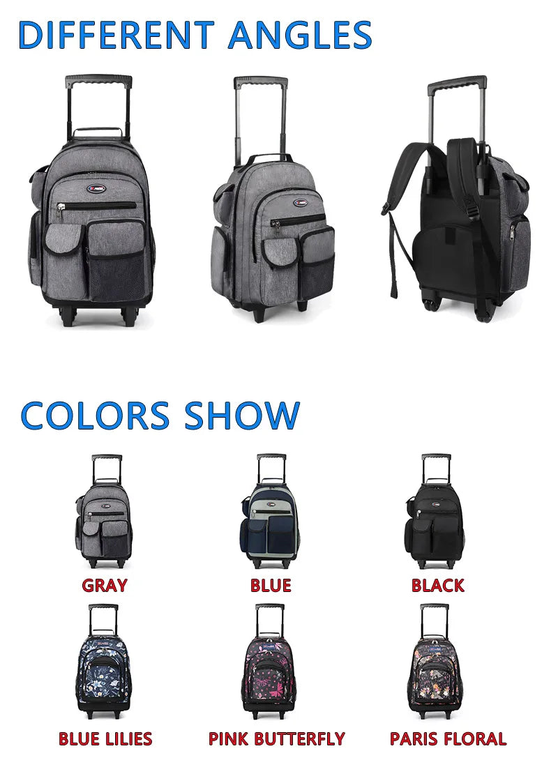 New York XPress 20 inch Travel Backpack With Wheels Hidden Pull Rod Carry On Luggage Weekend Travel Bag For Men Business Trip