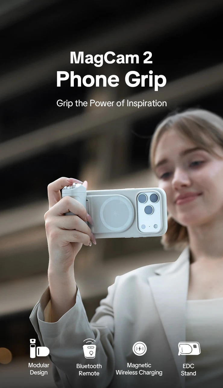 PGYTECH MagCam 2 Phone Grip 3-in-1Camera Phone Grip Modular Kit Bluetooth Remote