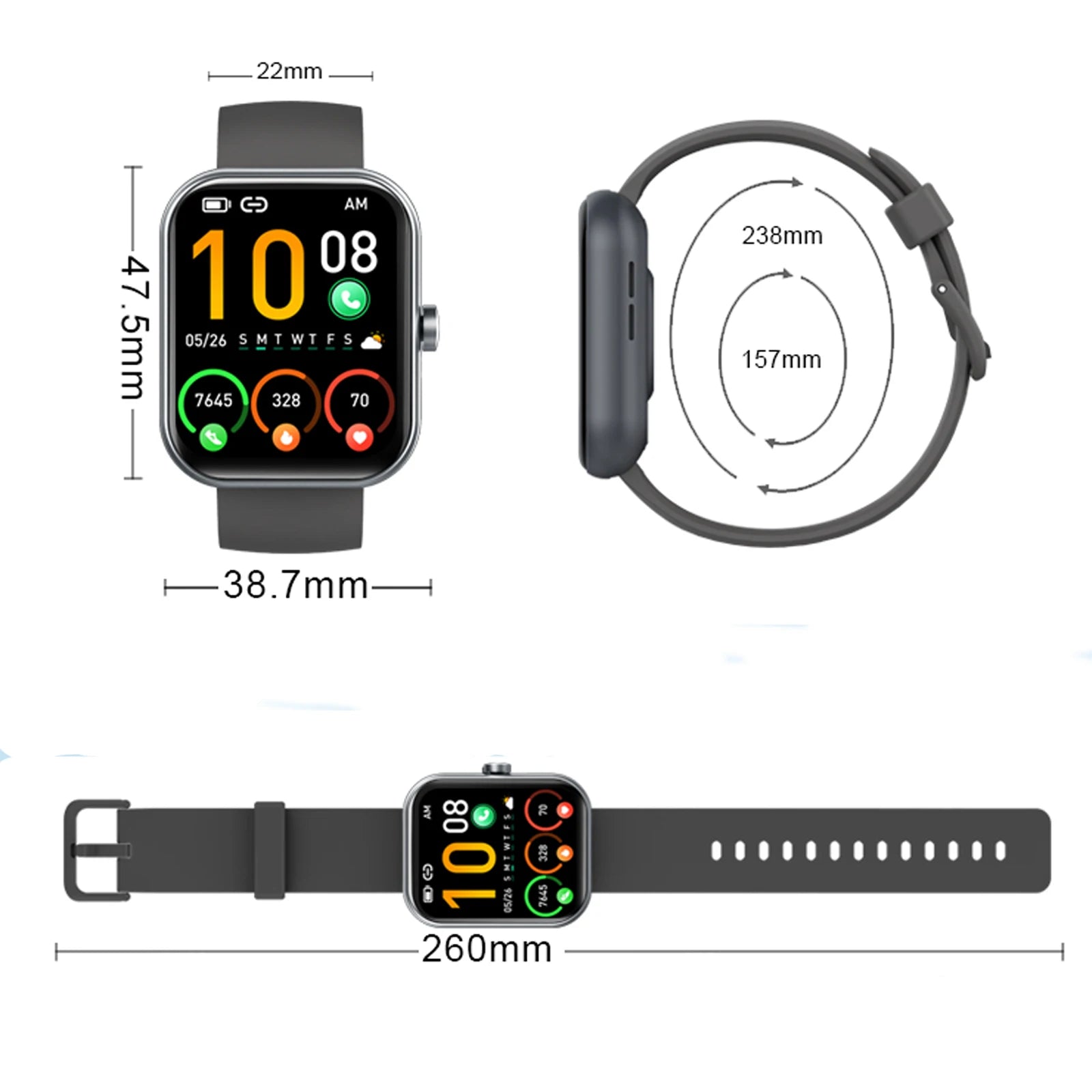 Smart Watch(Answer/Make Calls), 1.96