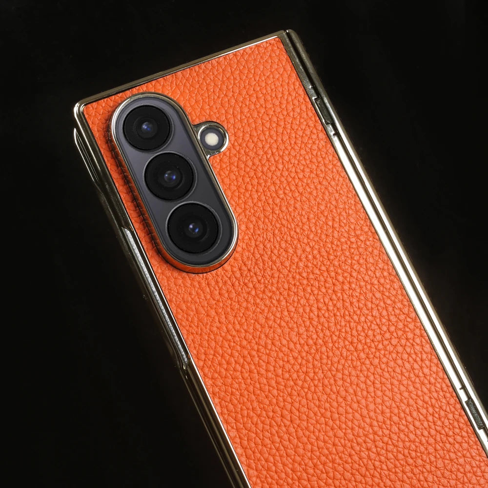 Genuine Leather Case For Samsung Galaxy Z Fold 7 6 5 4 3 fold4 fold3 Fold5 Fold6 Fold7 phone Cover Cases Fundas Coque Shell Capa