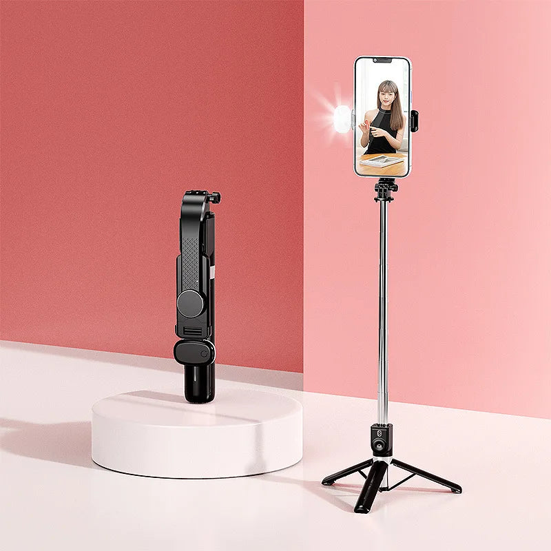 Extendable 1M Bluetooth Selfie Stick with Fill Light and Tripod Stand for Handheld Tk Live Desk Mount