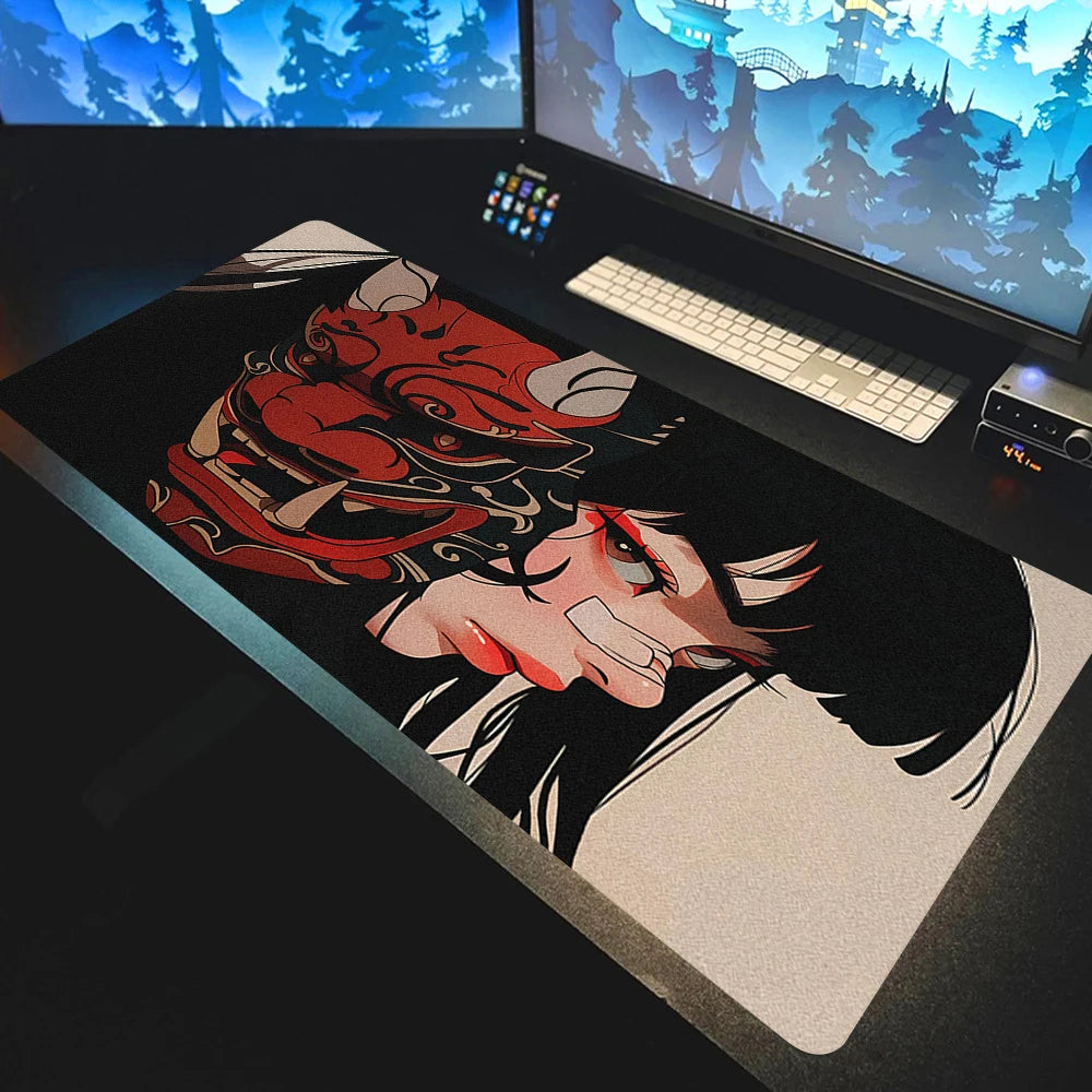 Mask Anime Girl Mouse Pad Large Computer Office Game Table Mats XXL Rubber Anti-slip Gaming Keyboard Mousepads Long Desk Pads