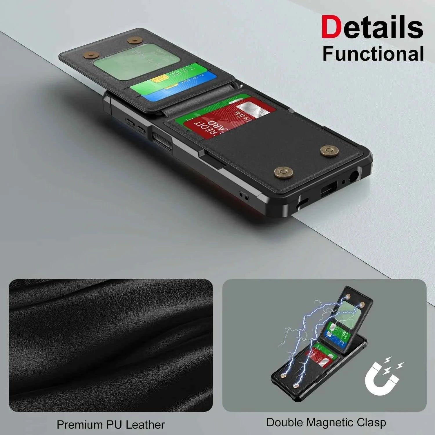 For Samsung S26 S25 S24 S23 S22 Ultra Plus FE A57 A37 A17 A56 A36 A16 A55 A35 A15 Wallet Case with Card Holder Slot Phone Cover