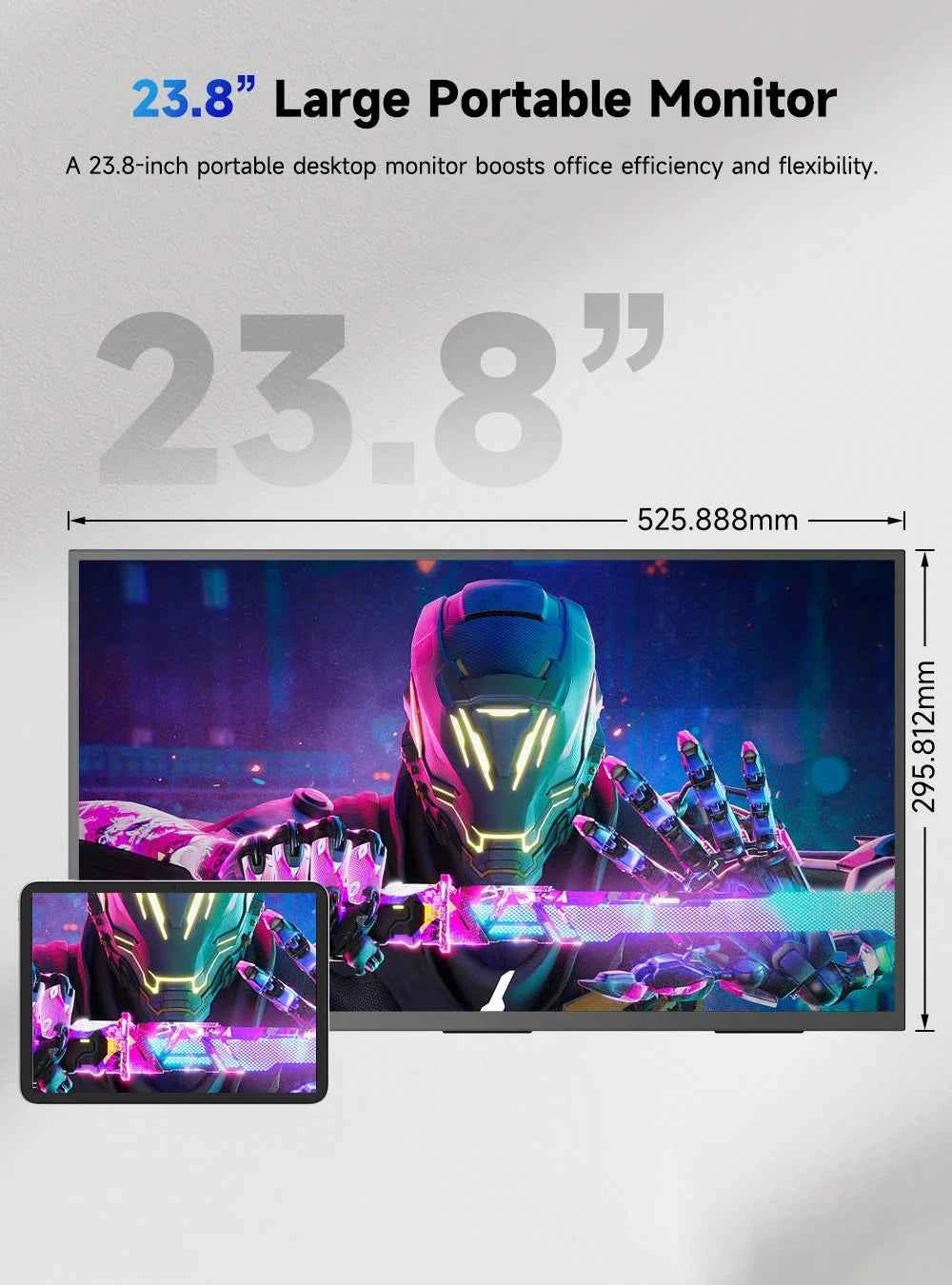 UPERFECT 24”120HZ Portable Monitor Gaming Pc Displays Laptop TV External Screen Ultra-smooth For Cell Phone Steamdeck MacBook