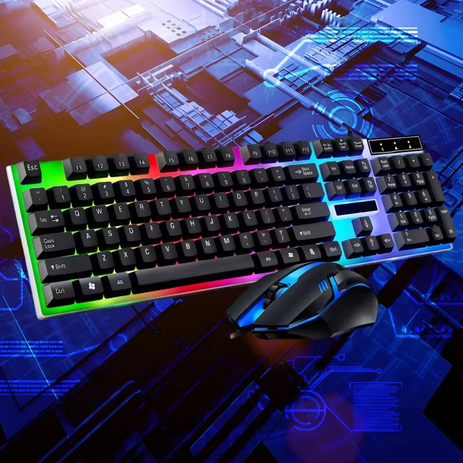 Stylish Backlight Wired Keyboard with Mouse Responsive Game Keys Long Lasting Comfort For Workspaces Efficient Gaming Office