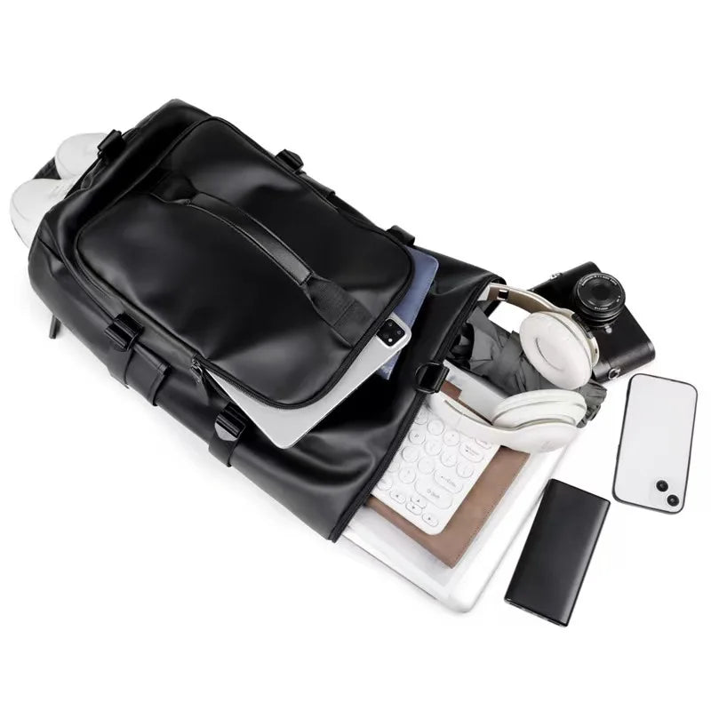 Travel backpack, large carry on bag with shoe compartment approved by the airline, 17 inch laptop backpack, business work fitnes