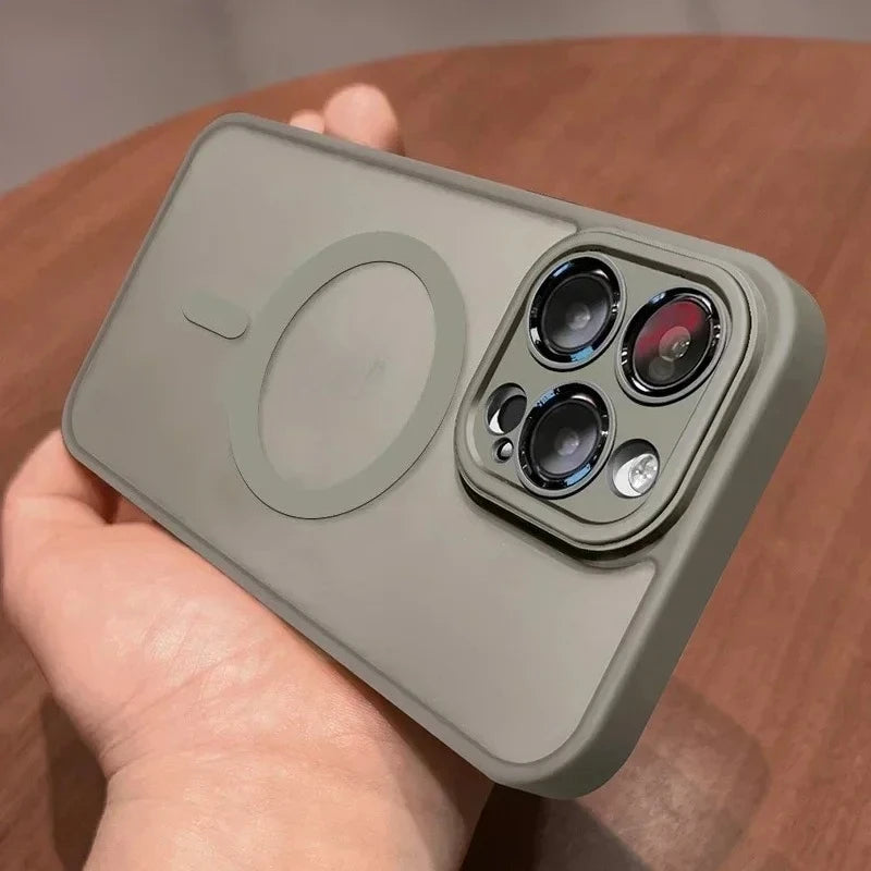 Original Magnetic Wireless Charging Case for iPhone 16 to 12 Pro Max Plus with Lens Protection and Frosted Cover