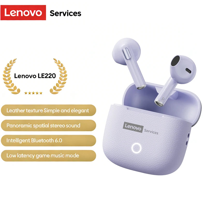 Lenovo Original Wireless Earphones Bluetooth 6.0 Long Battery Life Music Gaming Headphones HiFi Stereo Sound HD Call IP54 Earbud